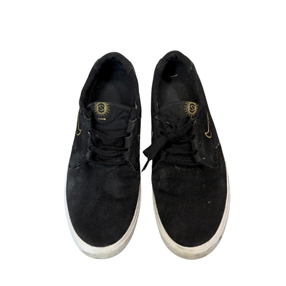 Nike SB Shane Black Gold Suede Skate Shoes BV0657-006 Mens 10